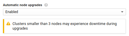 GKE console message warning of 3-node minimum