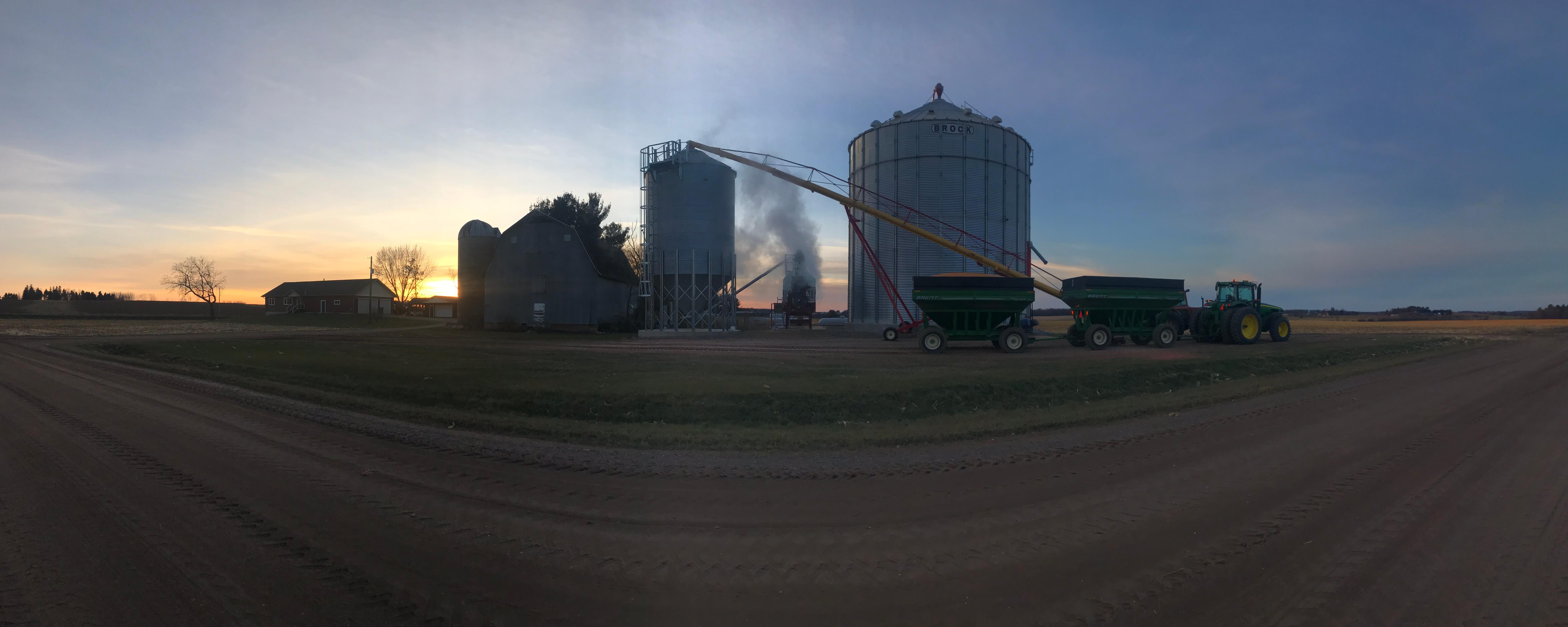 Sunset harvest on the farm